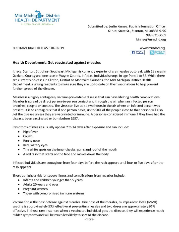 Measles Outbreak | MMDHD District Health Department